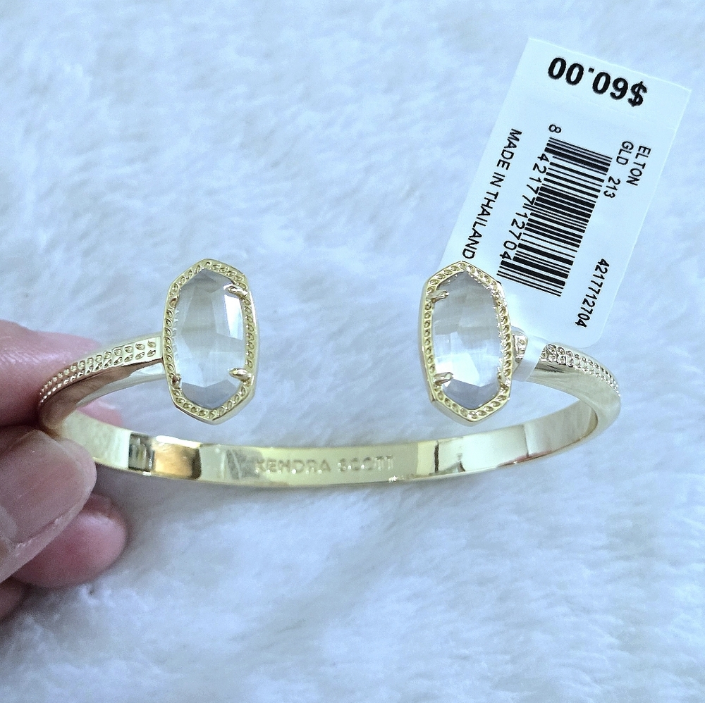 Kendra Scott Gold💛 "Elton" Cuff Bracelet With Slate Cat's🐱 Eye👁 Stones - NWT - Picture 10 of 16